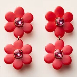 NIB! Kate Spade x Target Red Floral Linear Earrings